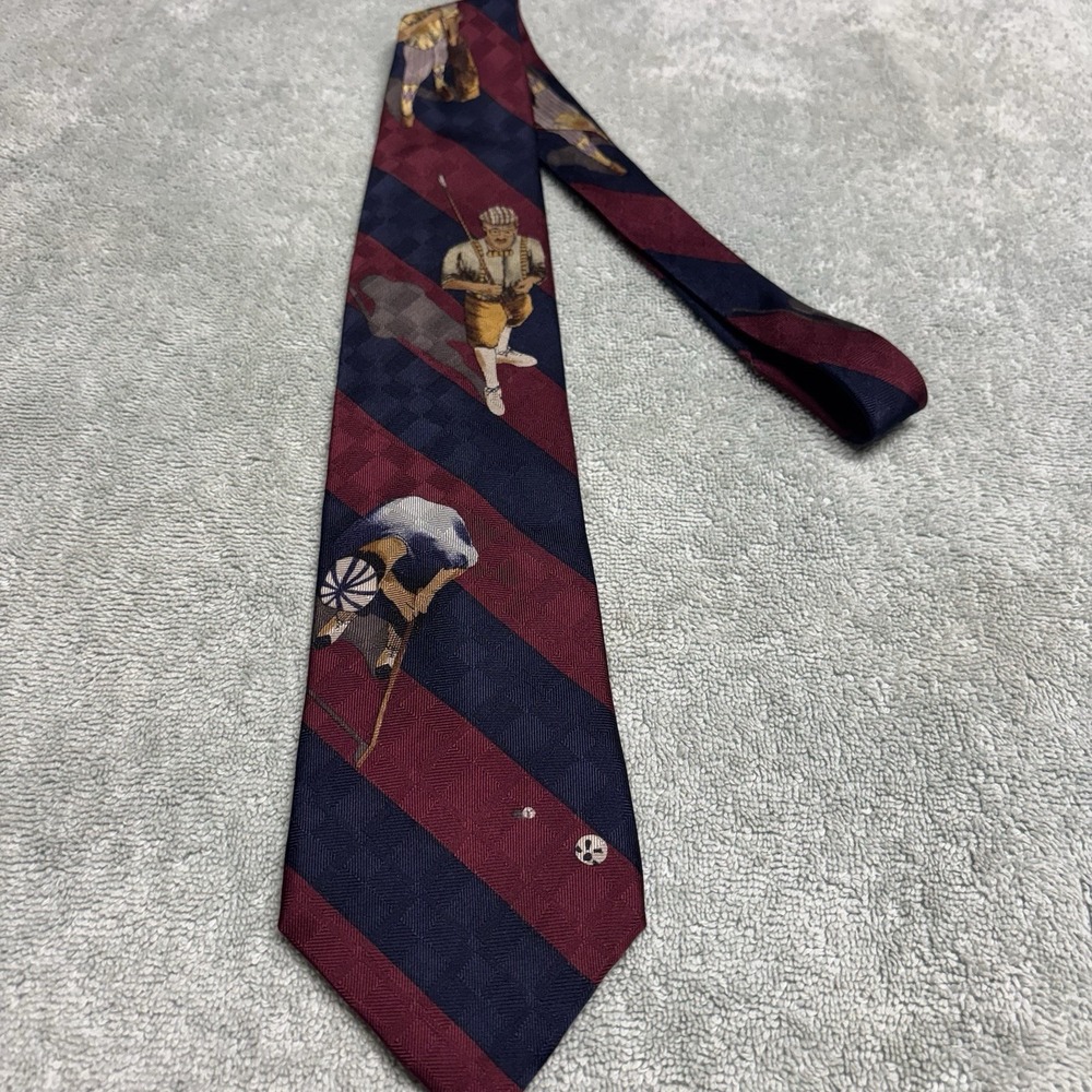 Vintage Bravini Repp silk novelty golf tie